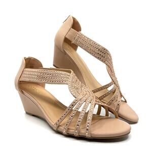 PIZZ ANNU Diana Nude Wedge Sandals Women’s 8.5